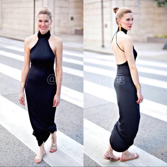 RACHEL PALLY Romanni Backless Jersey Maxi Slip Dress in Black